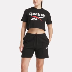 Women's Two-Color Logo Crew Cropped Short Sleeve Tee