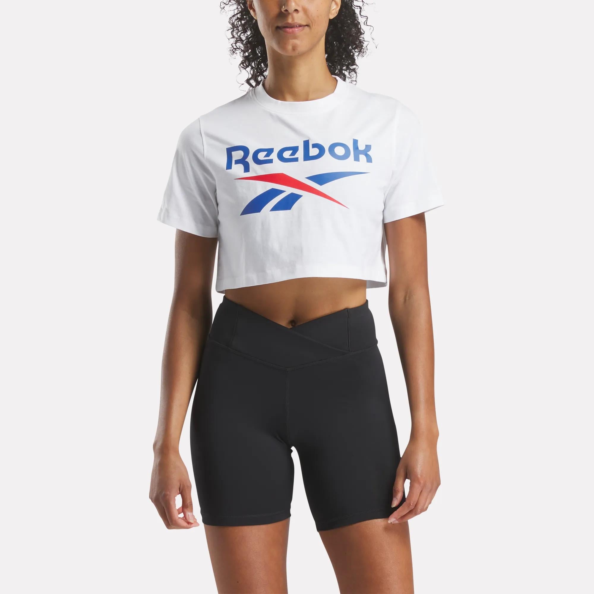 Women's Two-Color Logo Crew Cropped Short Sleeve Tee
