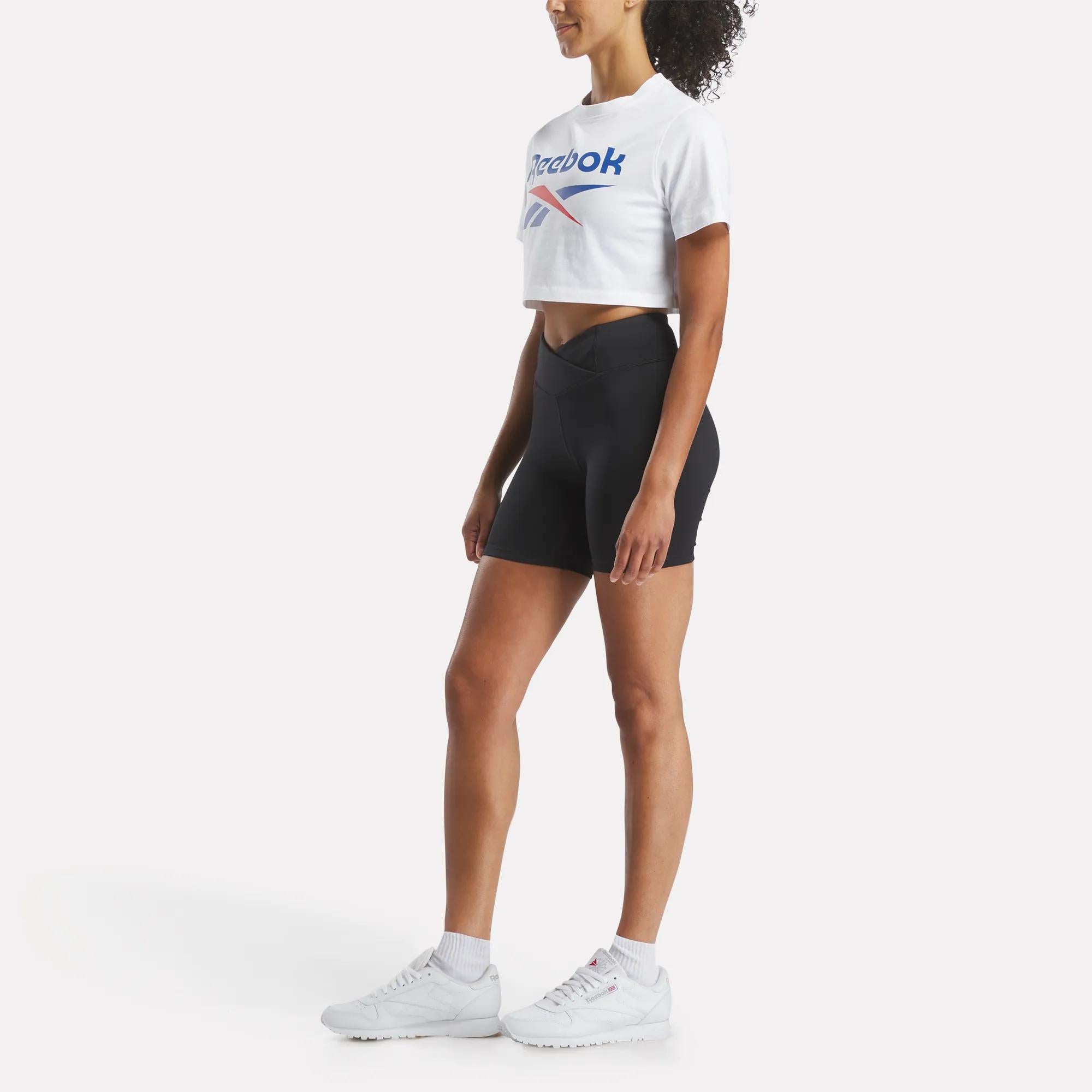 Women's Two-Color Logo Crew Cropped Short Sleeve Tee - Image 2