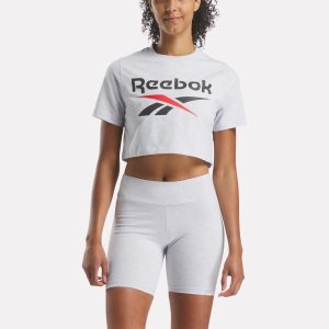 Women's Two-Color Logo Crew Cropped Short Sleeve Tee