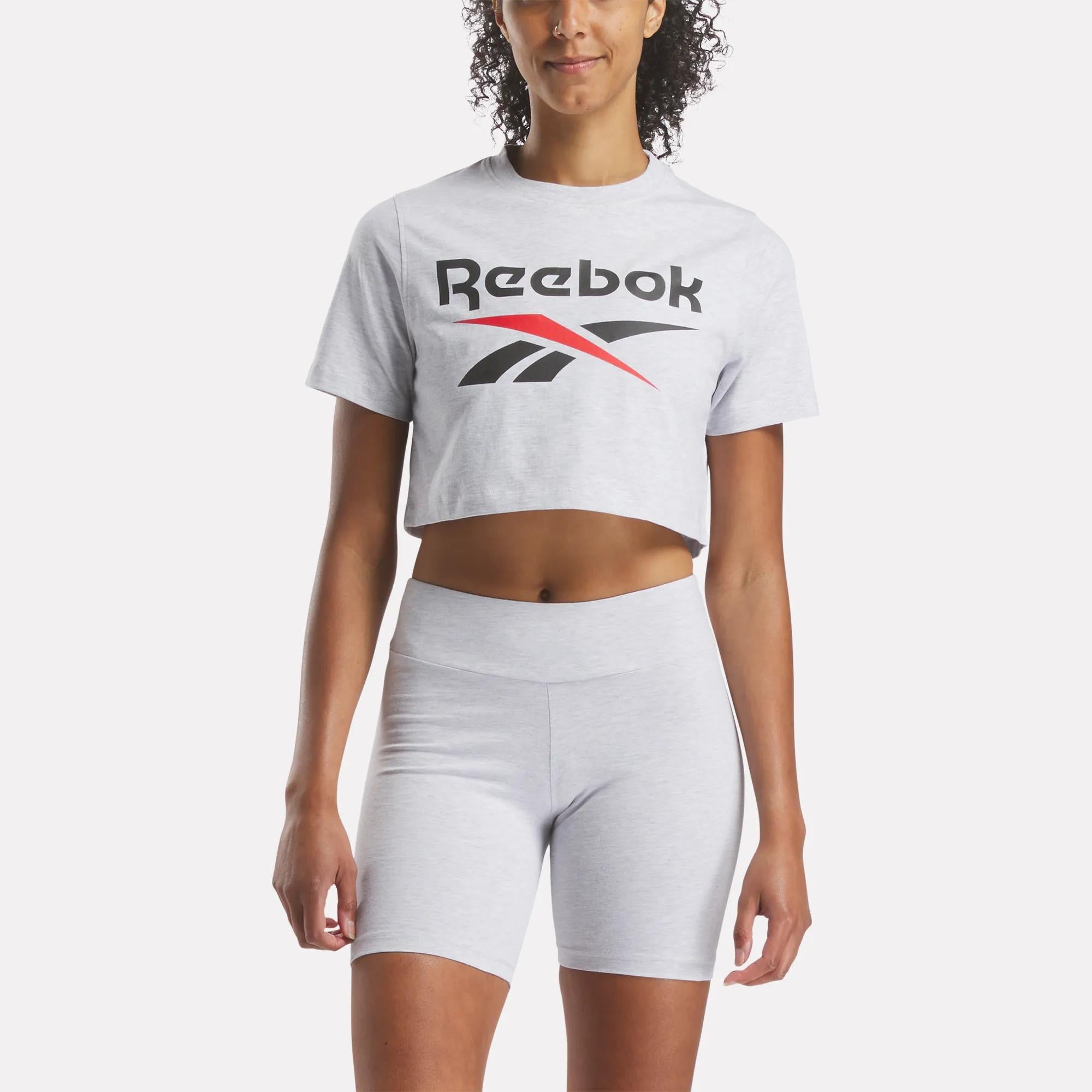 Women's Two-Color Logo Crew Cropped Short Sleeve Tee
