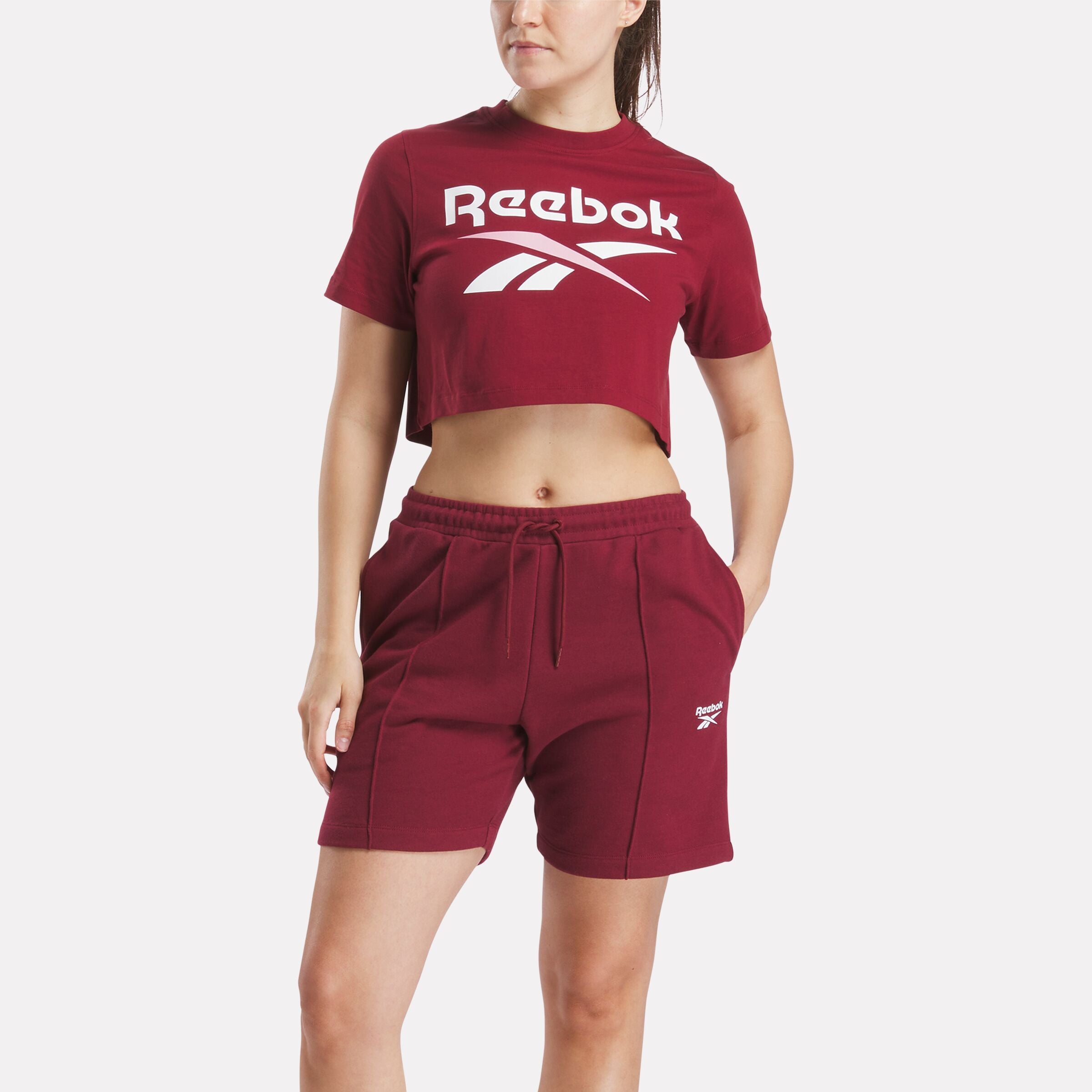 Women's Two-Color Logo Crew Cropped Short Sleeve Tee