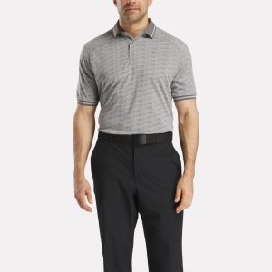 Men's Short Sleeve Tonal Vector Jacquard Polo Shirt with Tipped Rib Trim